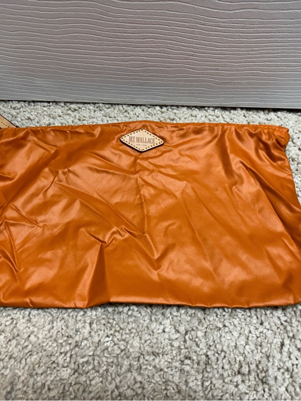 MZ Wallace Orange Nylon Cosmetic Pouch with Leather Logo